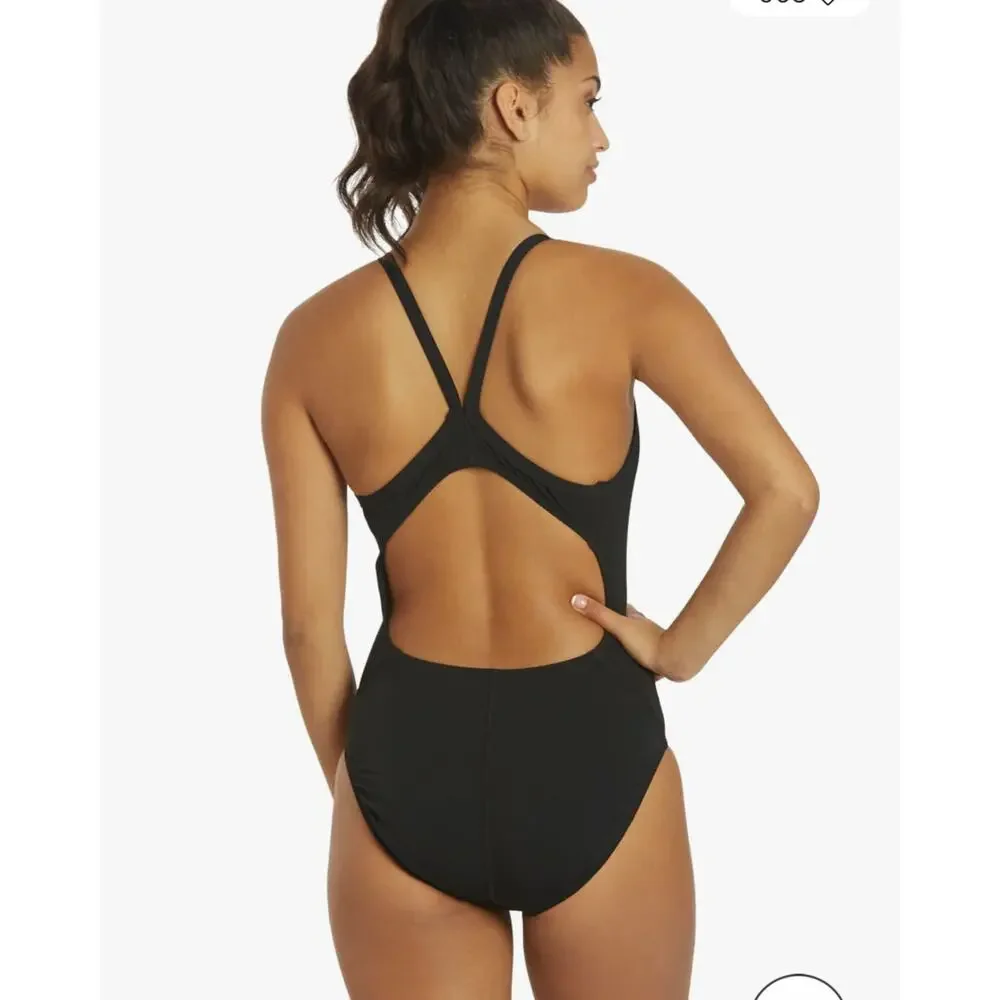 Nike Hydrastrong Racerback Cut-Out One Piece Swimsuit Black Size 4 NWT